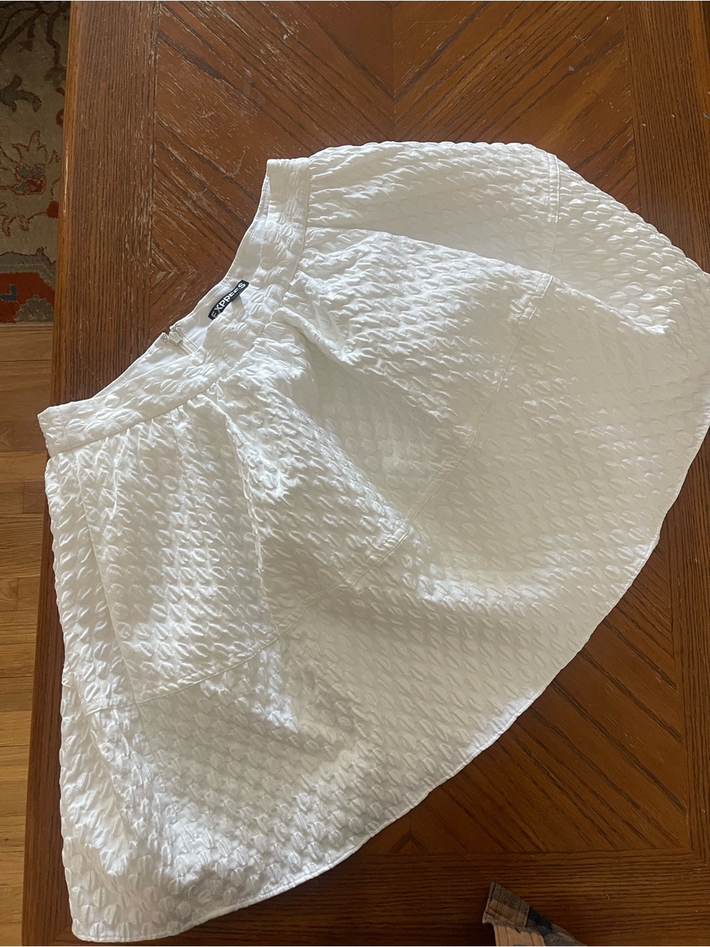 Express White Textured Skater Skirt